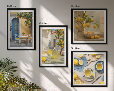 Mur de tableaux Citrons limonade porte bleue