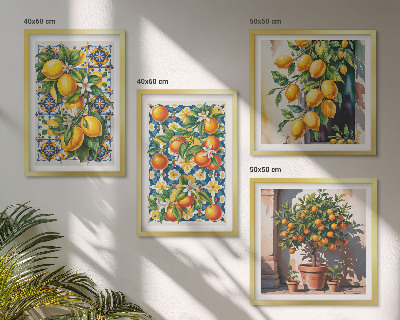 Polyptyque z cadres Agrumes abstraits et colorés