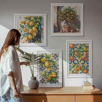 Polyptyque z cadres Agrumes abstraits et colorés