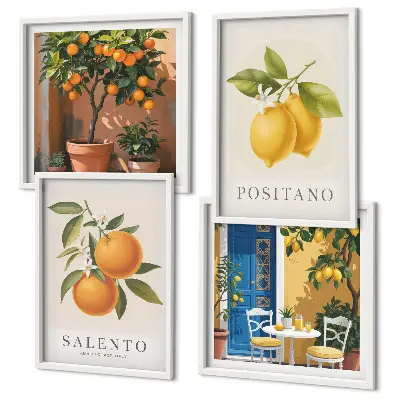 Citrons et oranges d'Amalfi polyptyque de 2 cadres
