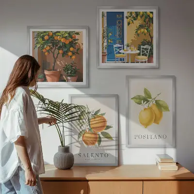 Citrons et oranges d'Amalfi polyptyque de 2 cadres