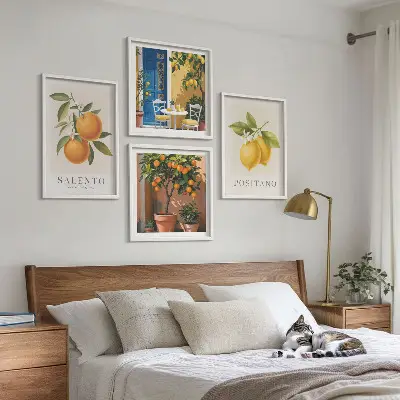 Citrons et oranges d'Amalfi polyptyque de 2 cadres