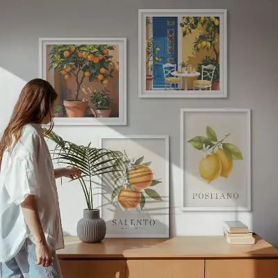 Citrons et oranges d'Amalfi polyptyque de 2 cadres