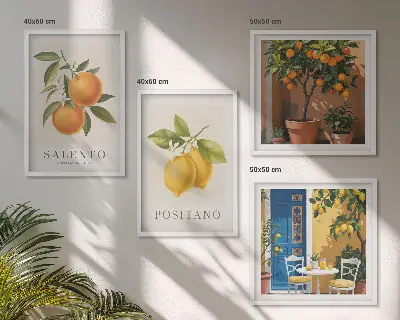 Citrons et oranges d'Amalfi polyptyque de 2 cadres