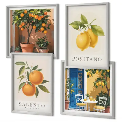 Citrons et oranges d'Amalfi polyptyque de 2 cadres
