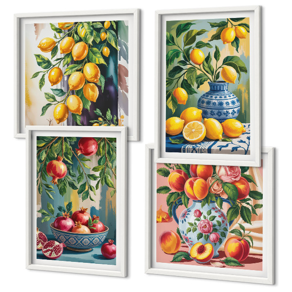 Ensemble de 4 tableaux Compositions de fruits