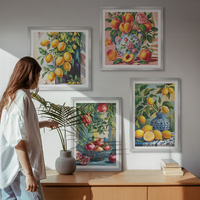 Ensemble de 4 tableaux Compositions de fruits