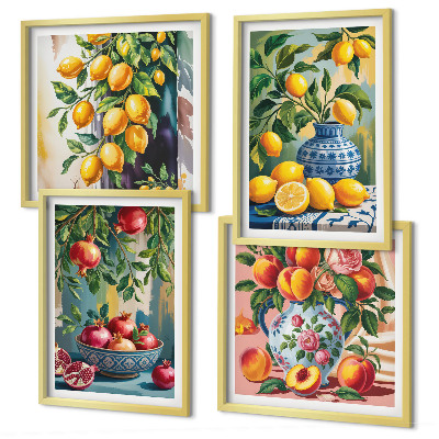 Ensemble de 4 tableaux Compositions de fruits