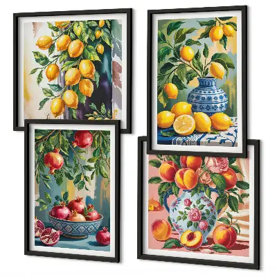 Compositions de fruits ensemble de 4 tableaux