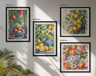 Compositions de fruits ensemble de 4 tableaux
