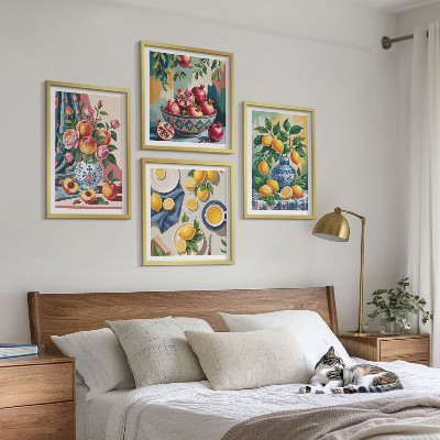Polyptyque z cadres Fleurs et fruits dans des vases