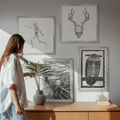Mur de tableaux Inspiration cri crâne hibou