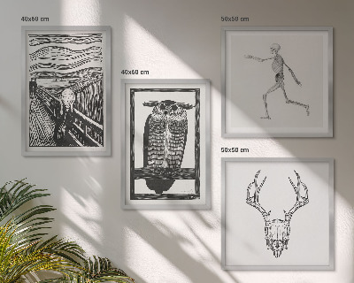 Mur de tableaux Inspiration cri crâne hibou