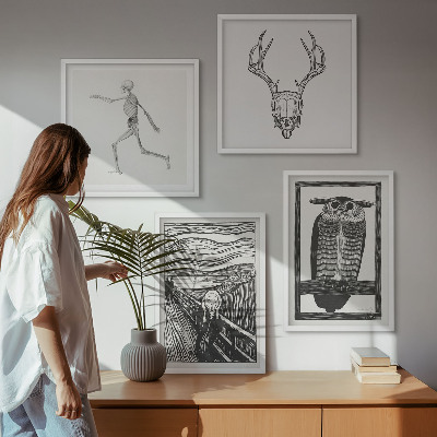 Mur de tableaux Inspiration cri crâne hibou