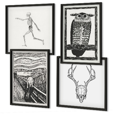 Mur de tableaux Inspiration cri crâne hibou