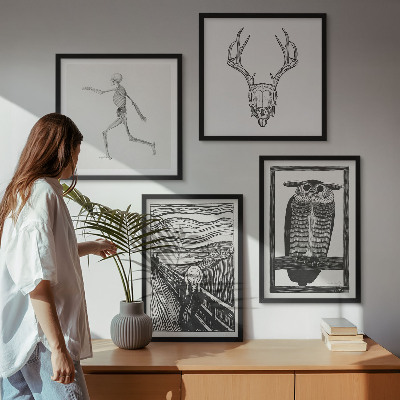 Mur de tableaux Inspiration cri crâne hibou