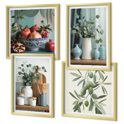 Polyptyque z cadres Olives vertes eucalyptus