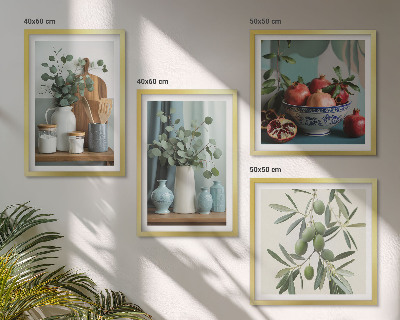 Polyptyque z cadres Olives vertes eucalyptus