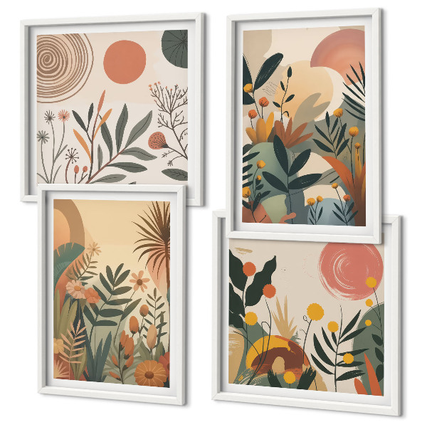 Polyptyque z cadres Motifs végétaux en couleurs