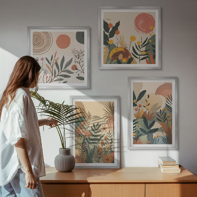 Polyptyque z cadres Motifs végétaux en couleurs