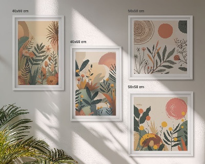 Polyptyque z cadres Motifs végétaux en couleurs