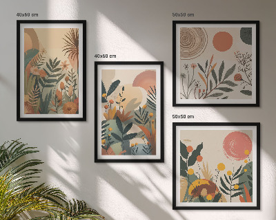 Polyptyque z cadres Motifs végétaux en couleurs