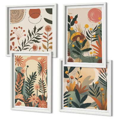 Ensemble de 4 tableaux Motifs végétaux pastel