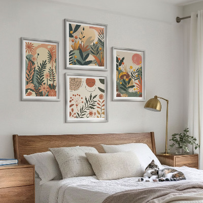 Ensemble de 4 tableaux Motifs végétaux pastel