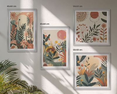 Ensemble de 4 tableaux Motifs végétaux pastel