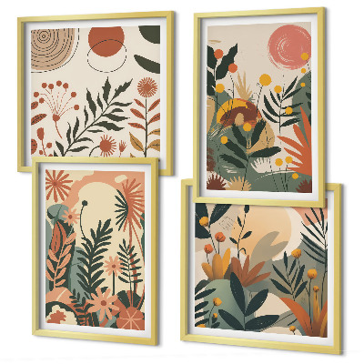 Ensemble de 4 tableaux Motifs végétaux pastel