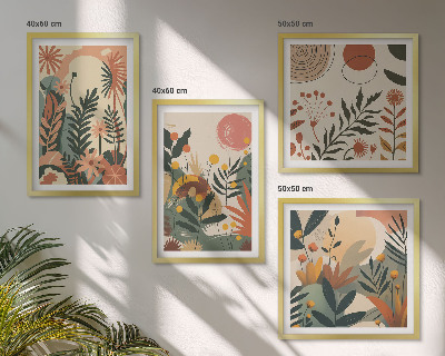 Ensemble de 4 tableaux Motifs végétaux pastel