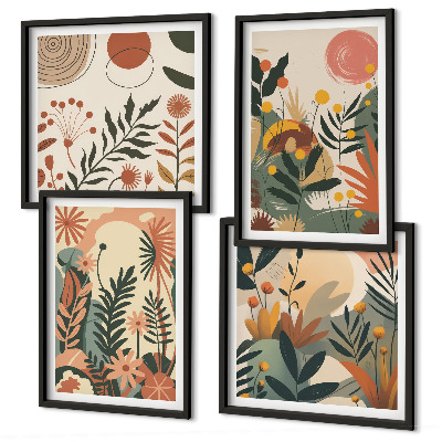 Ensemble de 4 tableaux Motifs végétaux pastel