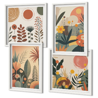 Mur de tableaux Motifs végétaux bohèmes aux tons chauds