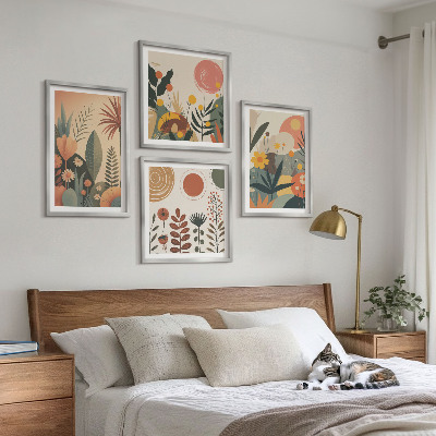 Mur de tableaux Motifs végétaux bohèmes aux tons chauds