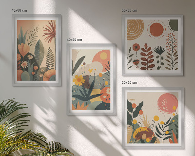 Mur de tableaux Motifs végétaux bohèmes aux tons chauds