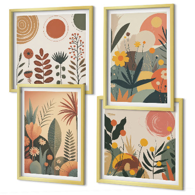 Mur de tableaux Motifs végétaux bohèmes aux tons chauds