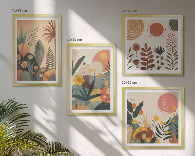Mur de tableaux Motifs végétaux bohèmes aux tons chauds