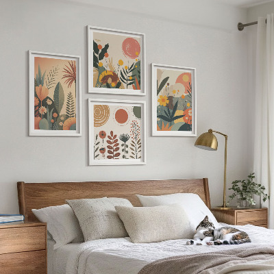 Mur de tableaux Motifs végétaux bohèmes aux tons chauds