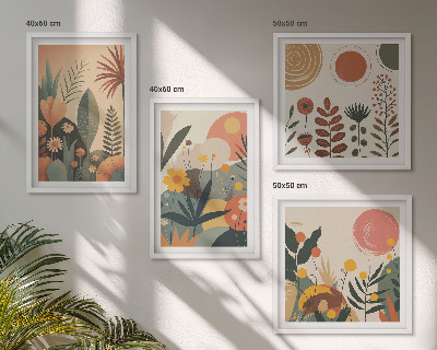 Mur de tableaux Motifs végétaux bohèmes aux tons chauds