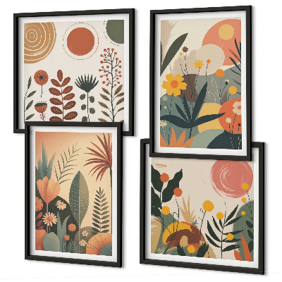 Mur de tableaux Motifs végétaux bohèmes aux tons chauds