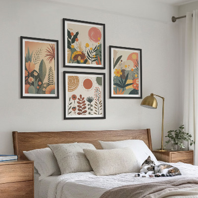 Mur de tableaux Motifs végétaux bohèmes aux tons chauds