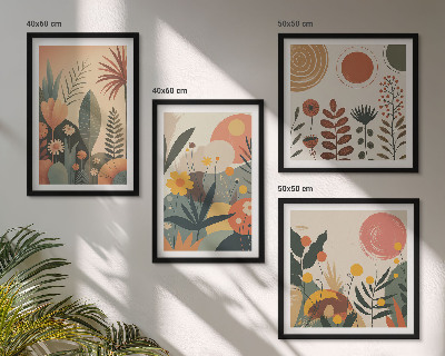 Mur de tableaux Motifs végétaux bohèmes aux tons chauds