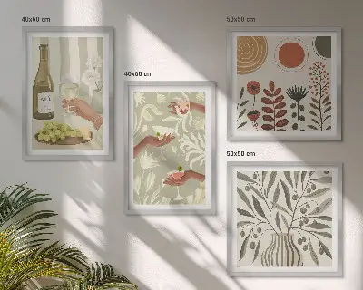 Cocktails rustiques aux fleurs d'olivier ensemble de 4 tableaux