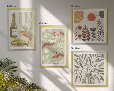 Ensemble de 4 tableaux Cocktails rustiques aux fleurs d'olivier