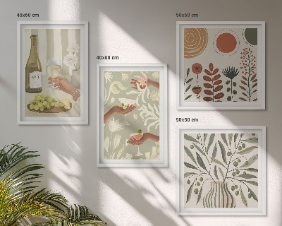 Ensemble de 4 tableaux Cocktails rustiques aux fleurs d'olivier