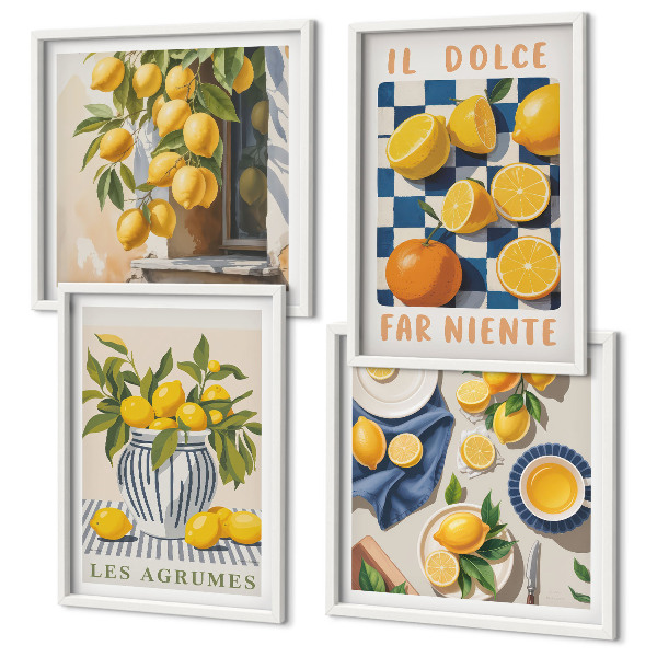 Mur de tableaux Agrumes jaunes rétro
