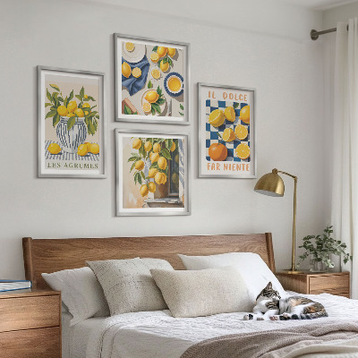 Mur de tableaux Agrumes jaunes rétro