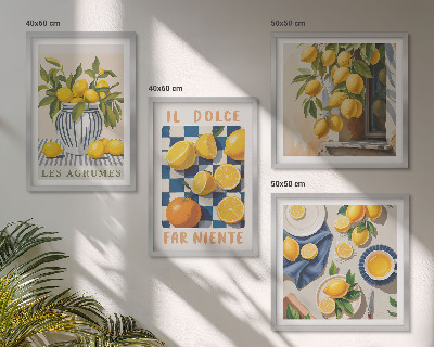 Mur de tableaux Agrumes jaunes rétro