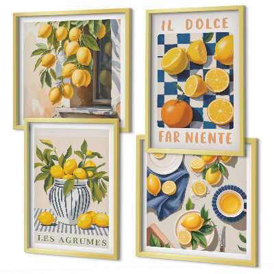 Mur de tableaux Agrumes jaunes rétro