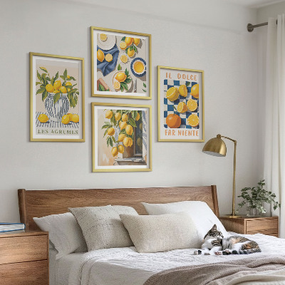 Mur de tableaux Agrumes jaunes rétro